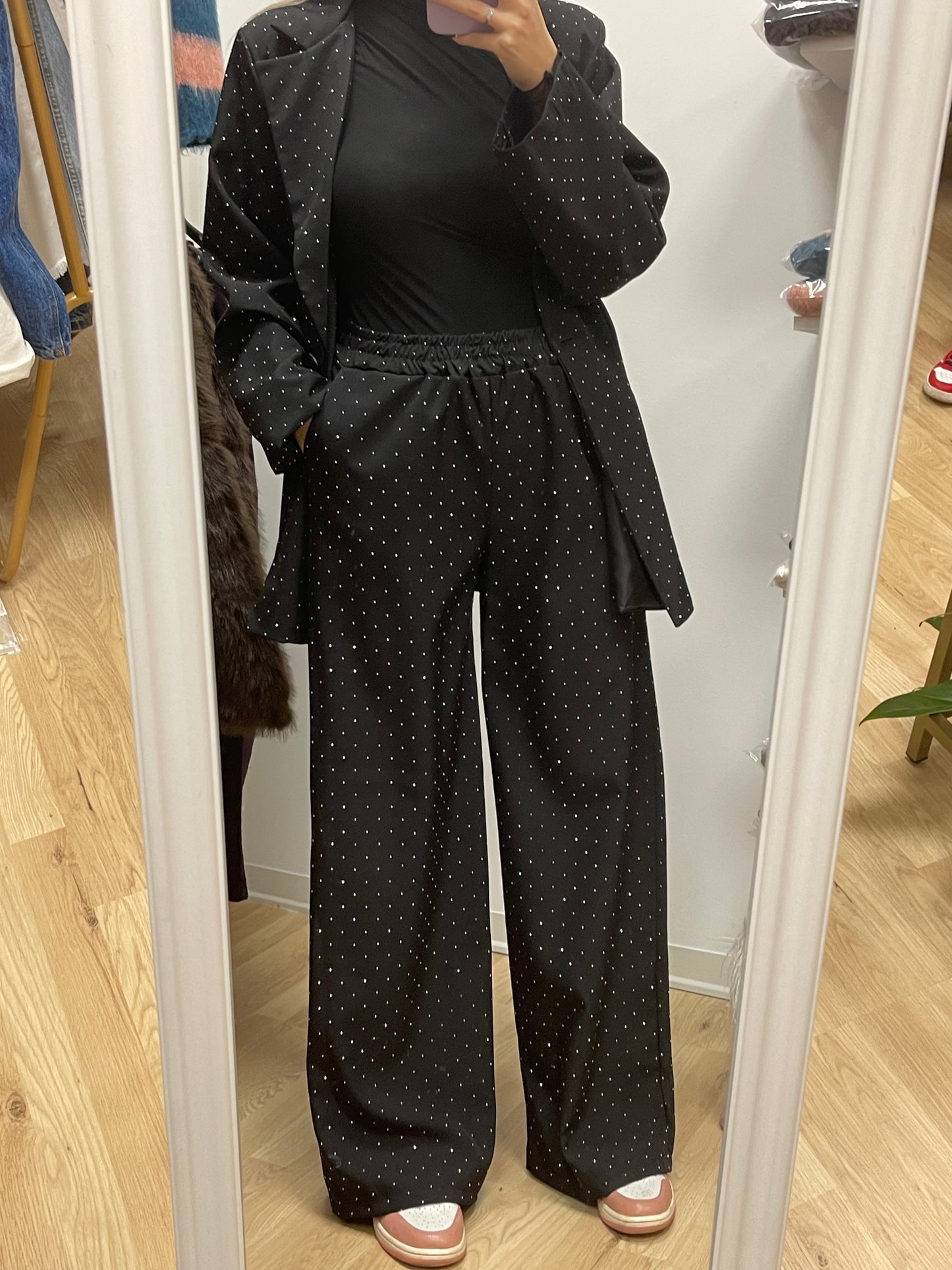 Pantalone elastico strass
