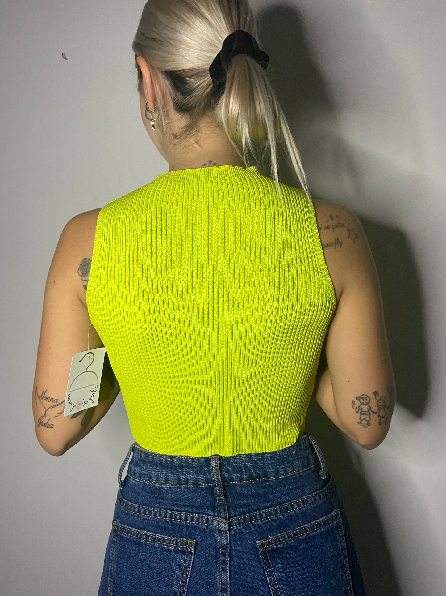 Top costine scollo glitter