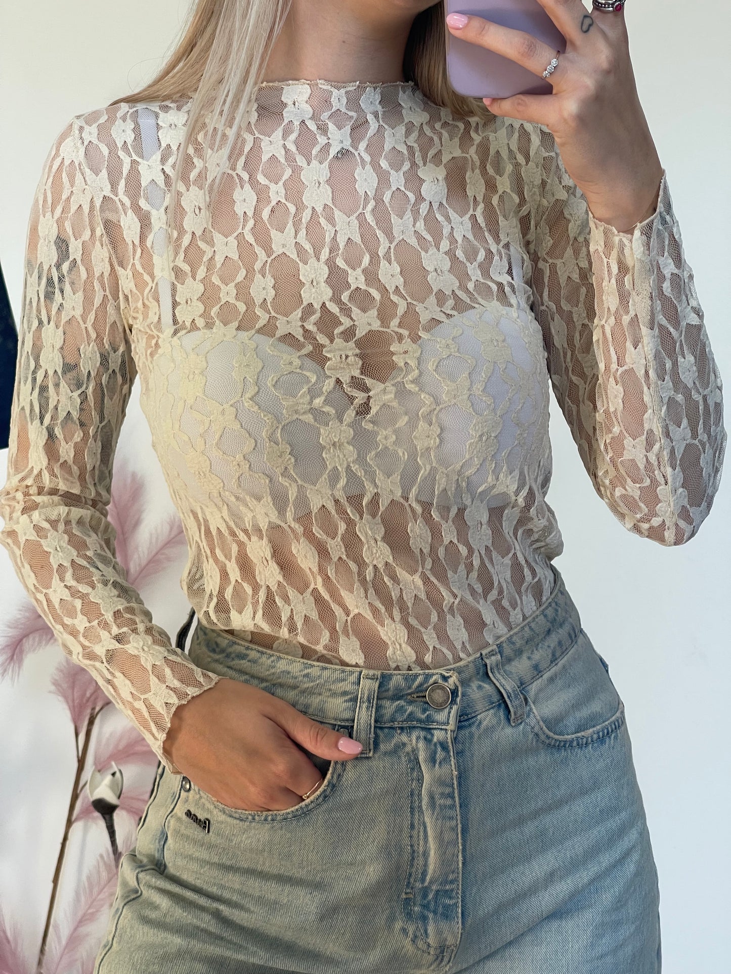 Maglia pizzo fantasia