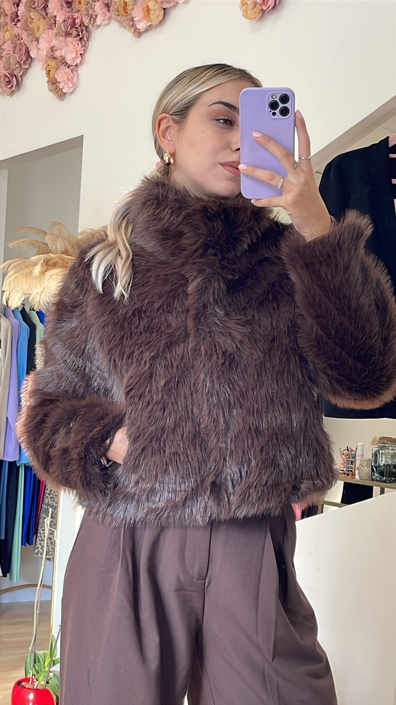 Eco pelliccia marrone Berna