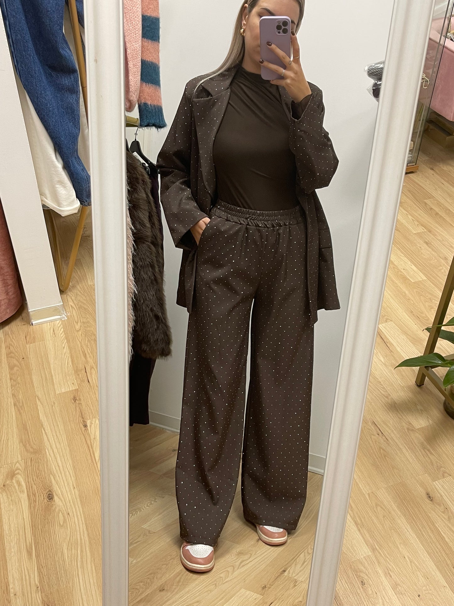 Pantalone elastico strass