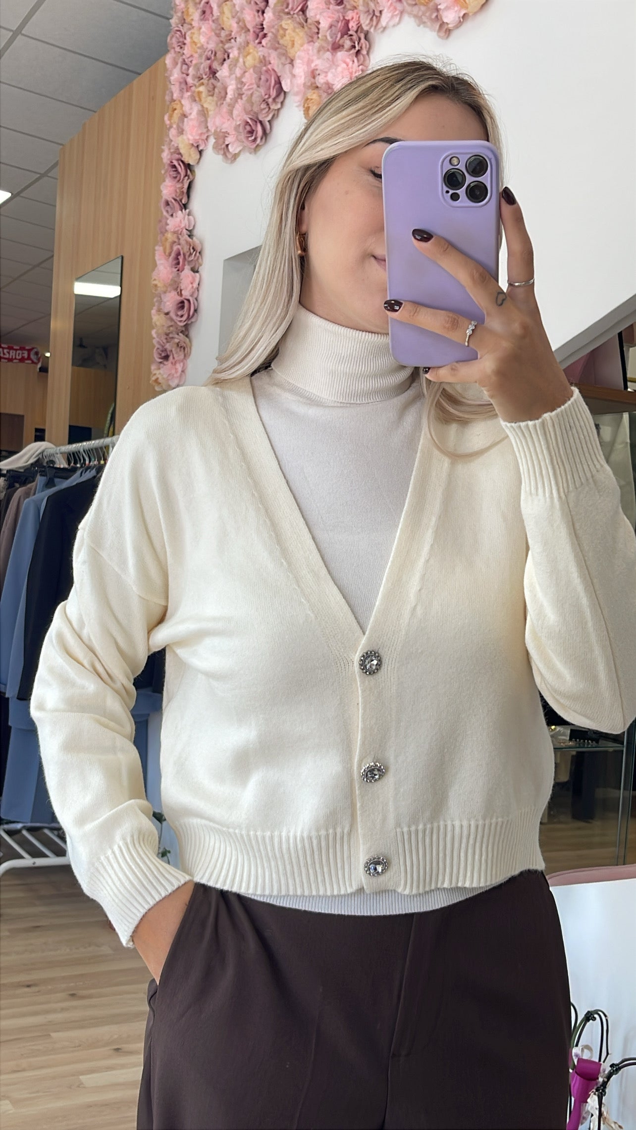 Cardigan bottoni gioiello