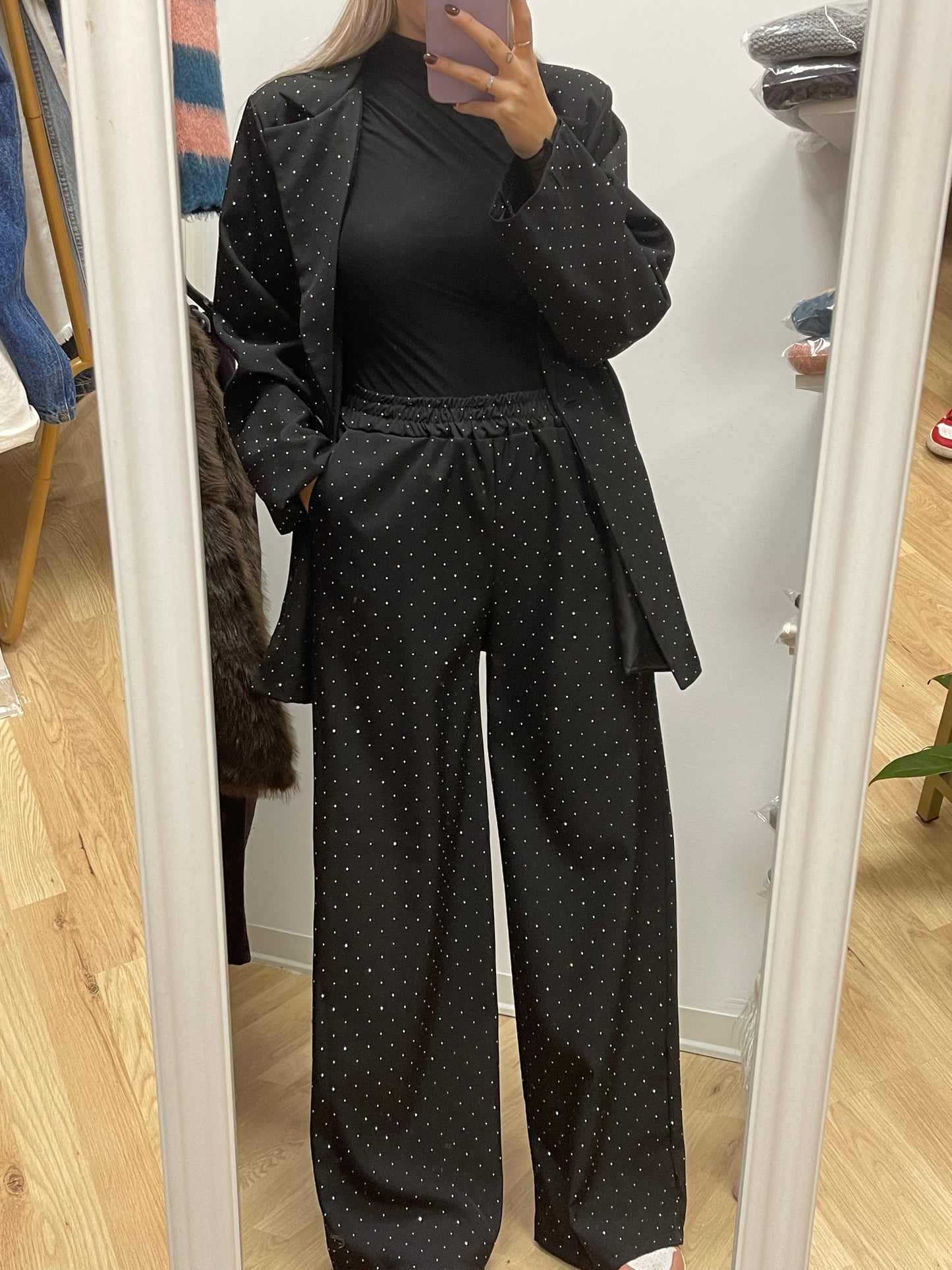 Pantalone elastico strass